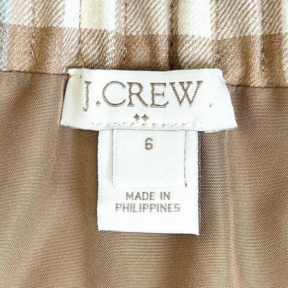 J. Crew Plaid Tan Wool Blend Elastic Waist Mini Skirt - Picture 6 of 7